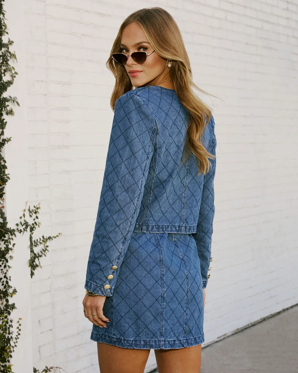 Maryline Cropped Denim Jacket sold by Vici product image thumbnail 4