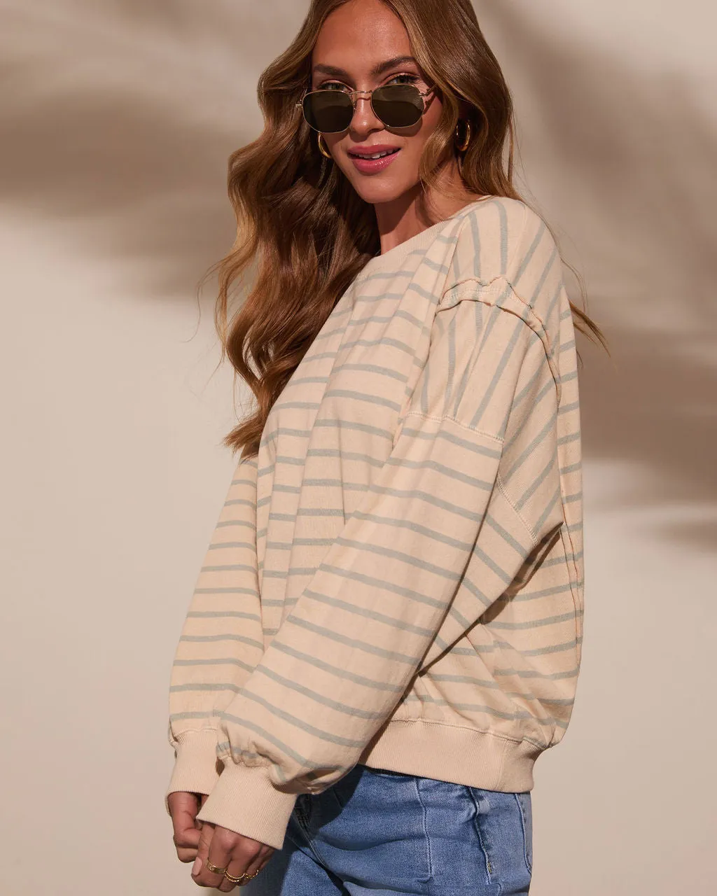 Classic Feel Striped Oversized Sweatshirt sold by Vici product image thumbnail 3