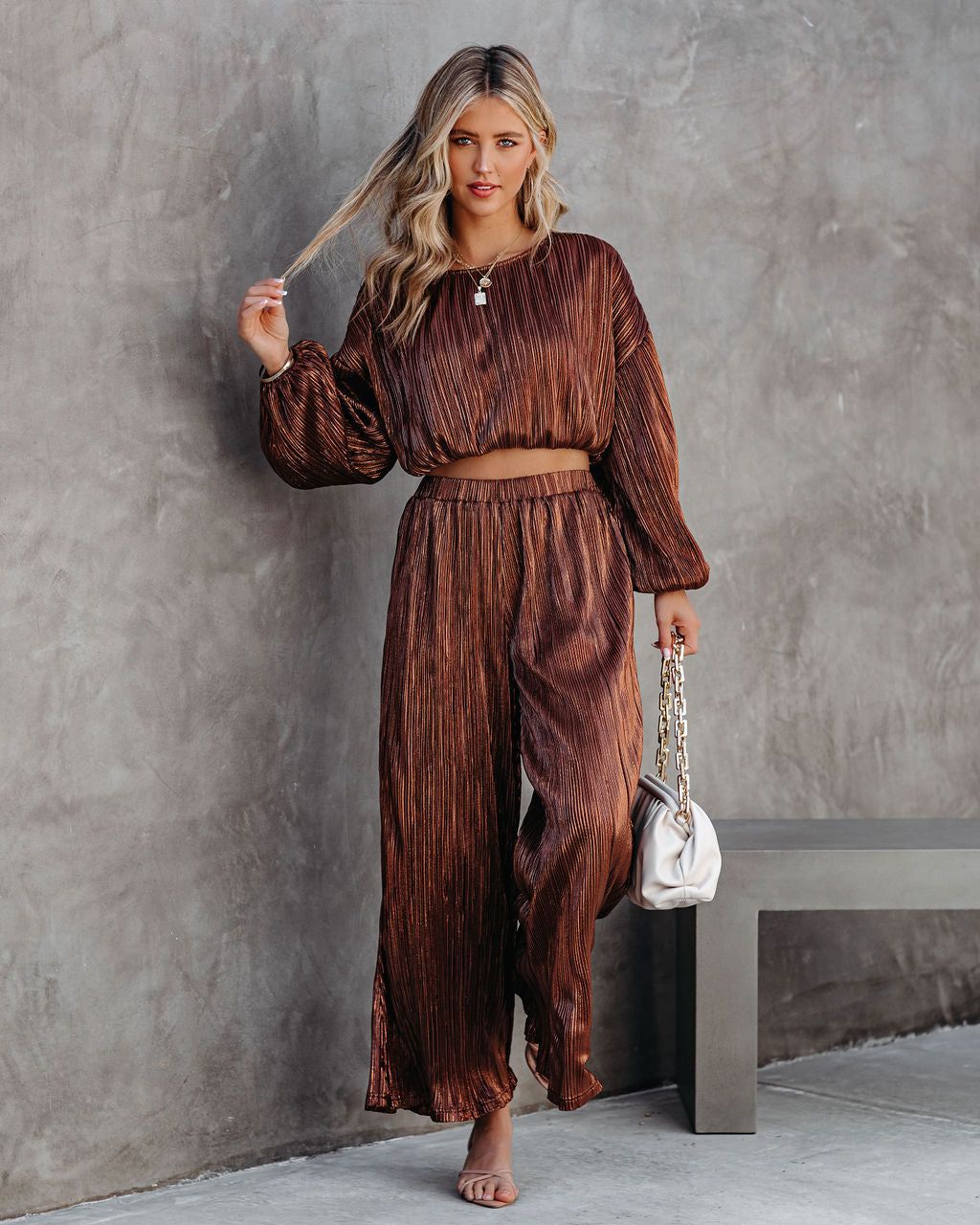 Kiyara Billowed Shimmer Plisse Top - FINAL SALE sold by Vici product image thumbnail 9