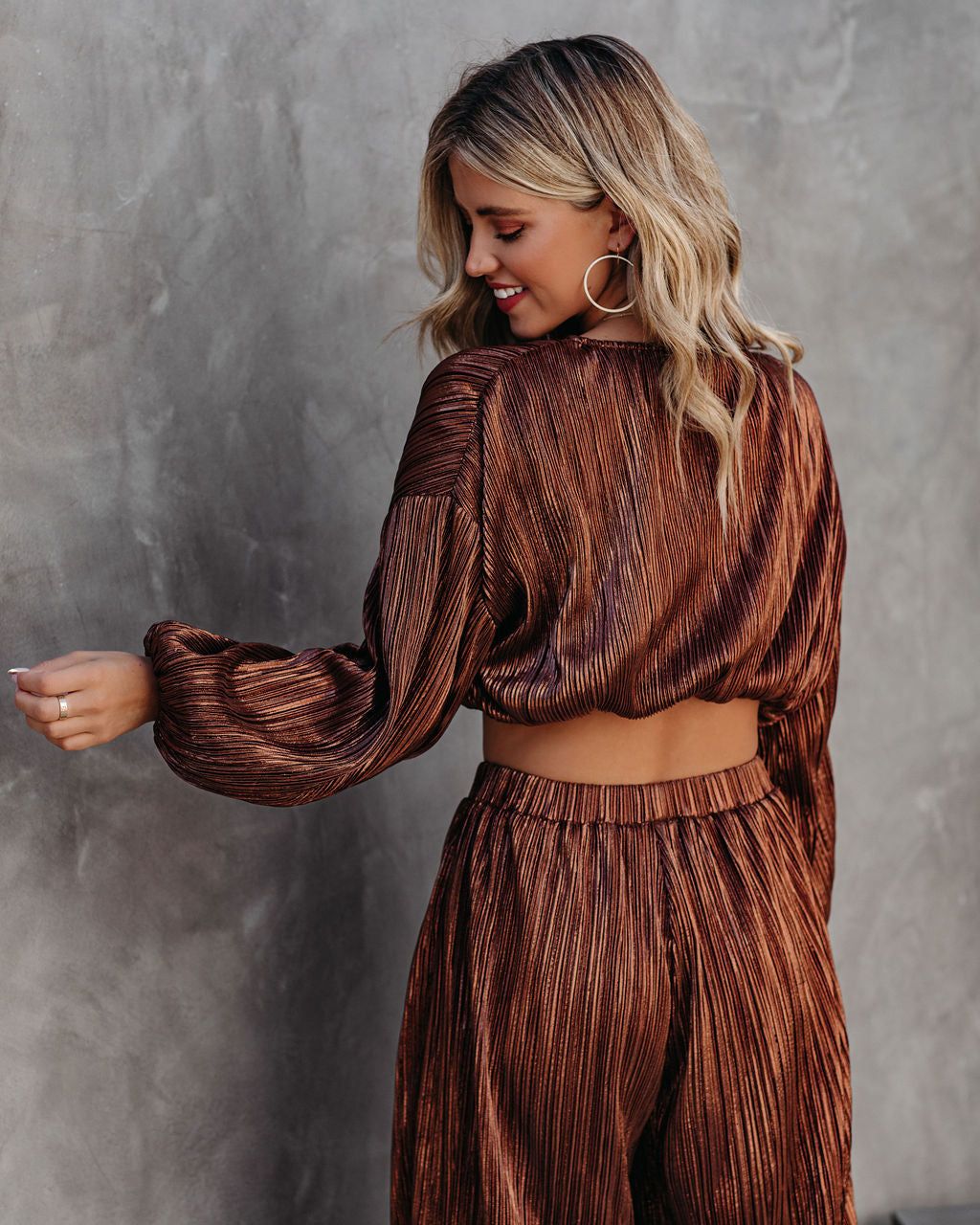 Kiyara Billowed Shimmer Plisse Top - FINAL SALE sold by Vici product image thumbnail 2