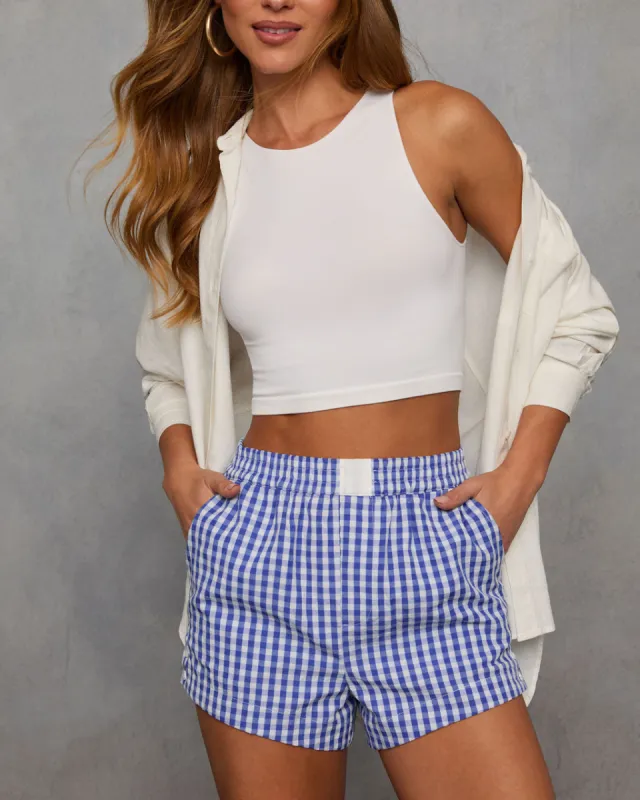 Rori Seersucker Checkered Shorts sold by Vici
