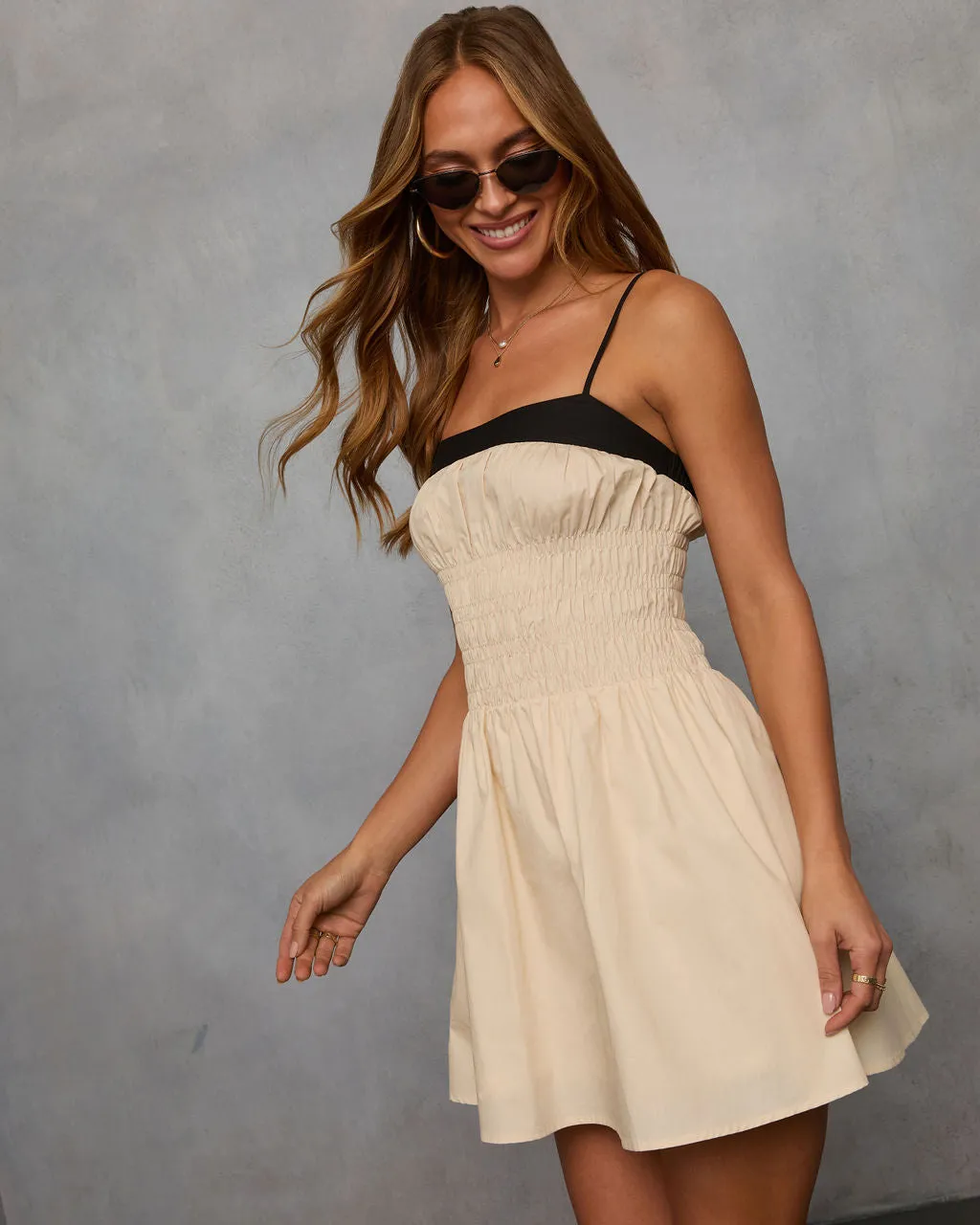 Deena Contrast Fit And Flare Mini Dress sold by Vici product image thumbnail 3