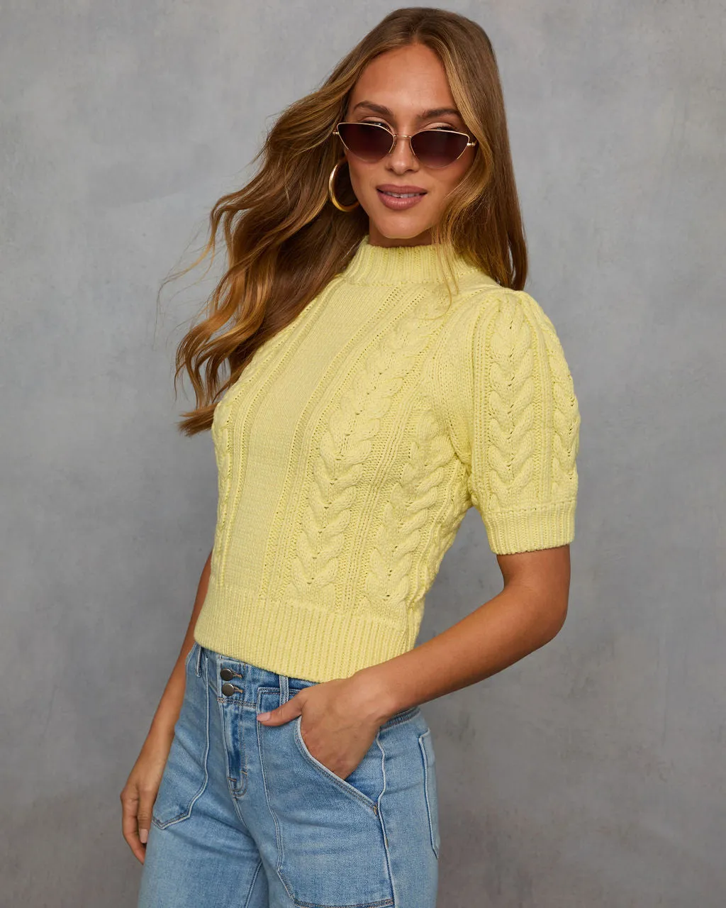 Hang Tight Mockneck Cable Knit Sweater sold by Vici product image thumbnail 3