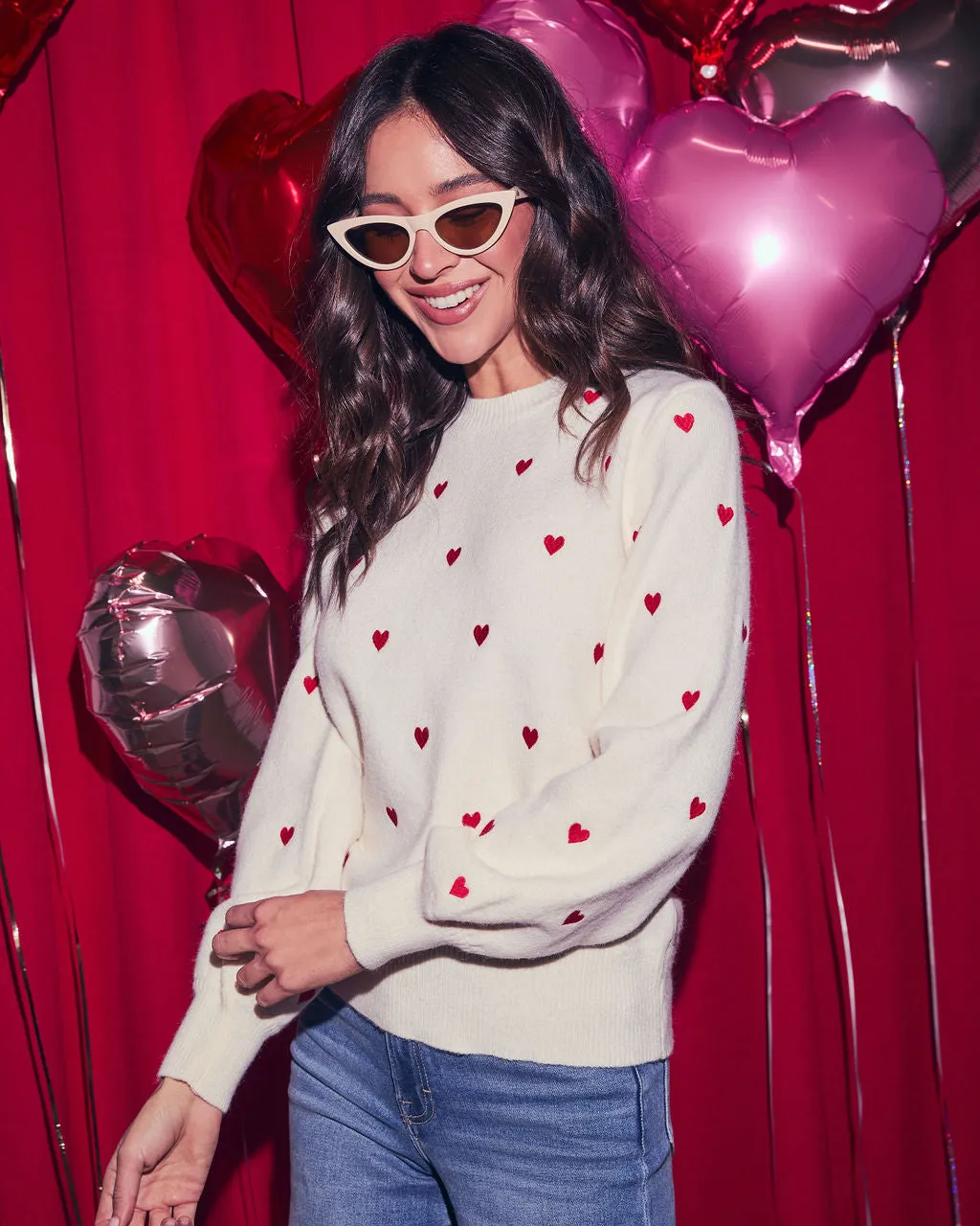 Lots To Love Embroidered Mini Heart Sweater sold by Vici product image thumbnail 3