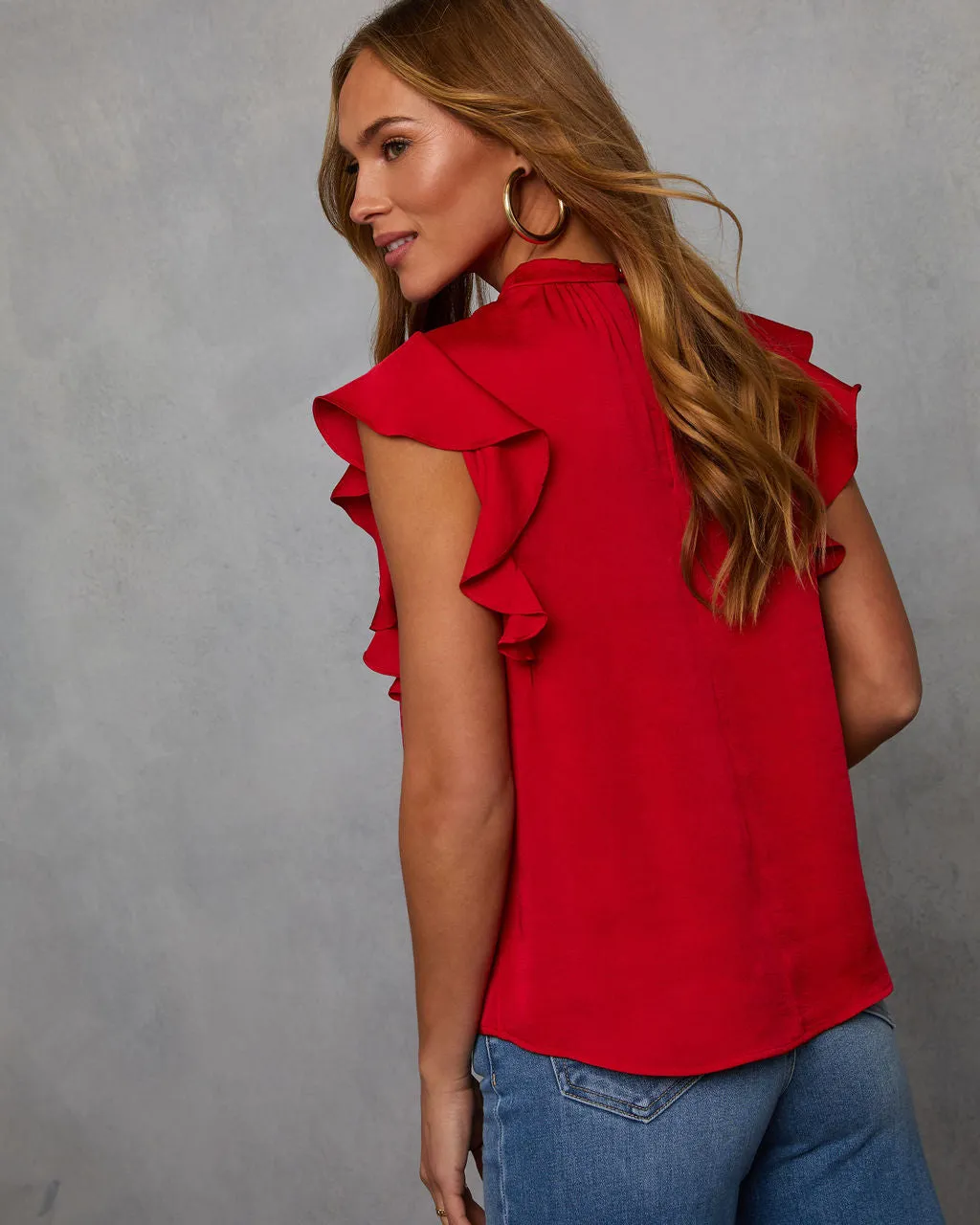 Tacie Mockneck Ruffle Sleeve Blouse sold by Vici product image thumbnail 4