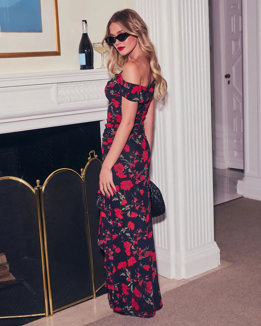 Gilded Love Floral Mesh Midi Dress sold by Vici product image thumbnail 4