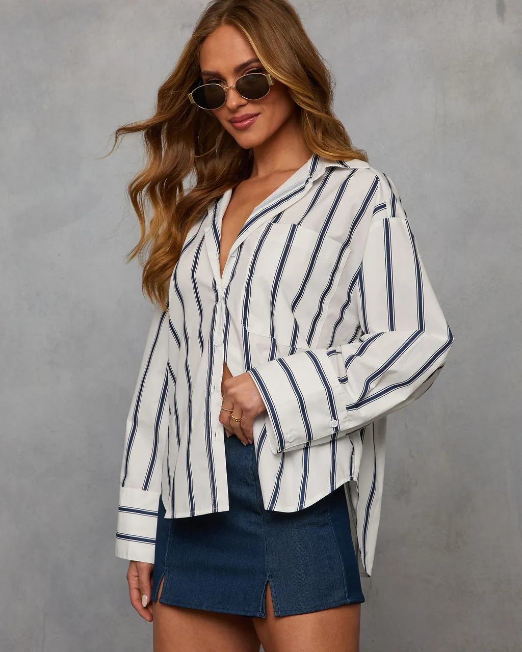 Chill Mode Collared Button Down Top sold by Vici product image thumbnail 3