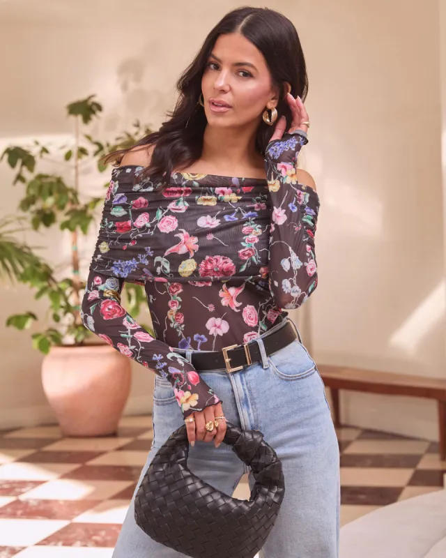 Imogene Floral Off Shoulder Bodysuit sold by Vici