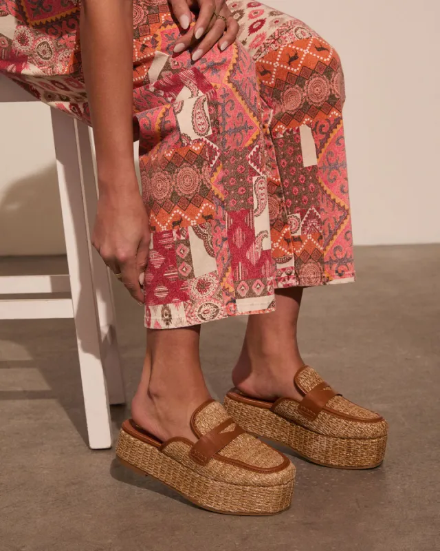 Zariah Straw Platform Loafers sold by Vici