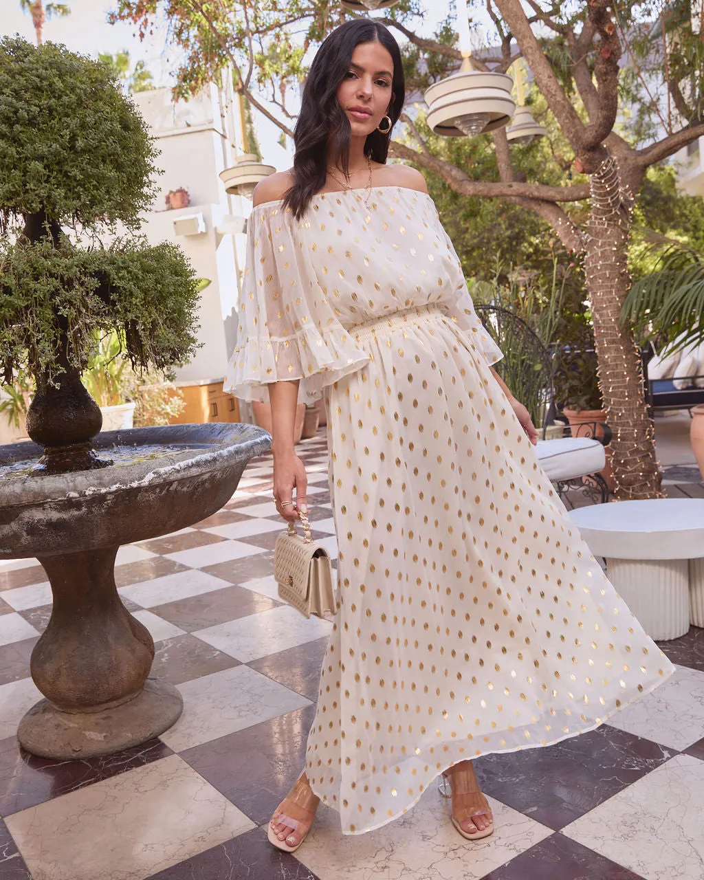 Parson Chiffon Off Shoulder Midi Dress sold by Vici product image thumbnail 5