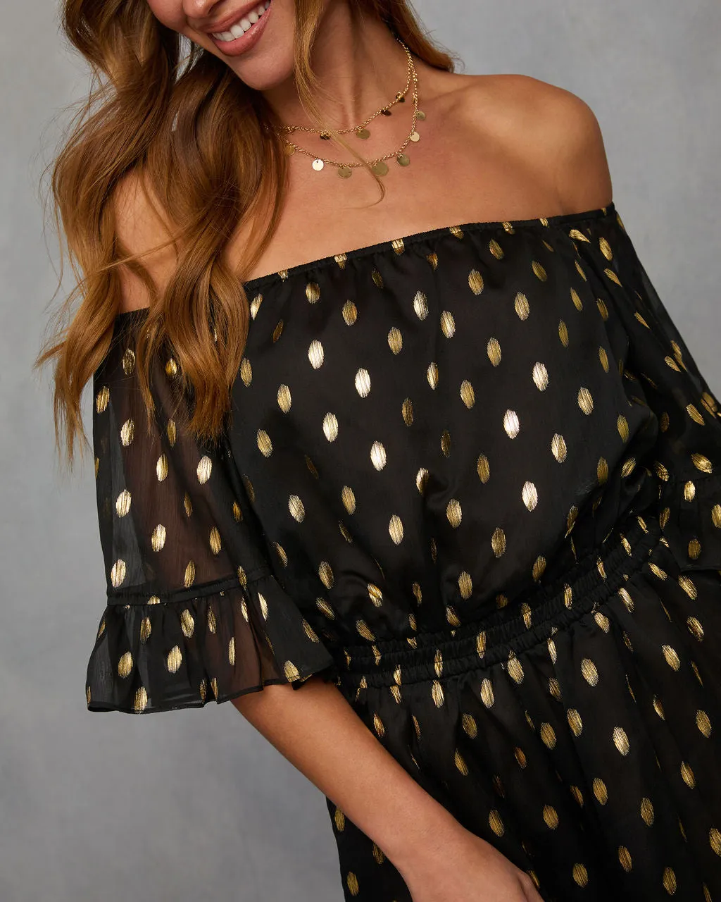 Heartfelt Chiffon Off Shoulder Jumpsuit sold by Vici product image thumbnail 2