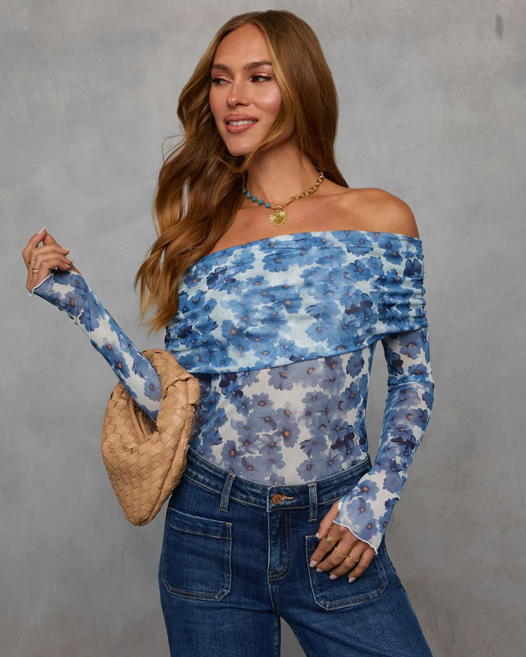 Petal Promise Floral Off Shoulder Bodysuit sold by Vici