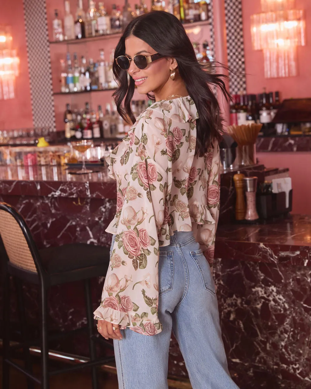 Lovers Bloom Floral Ruffle Blouse sold by Vici product image thumbnail 4