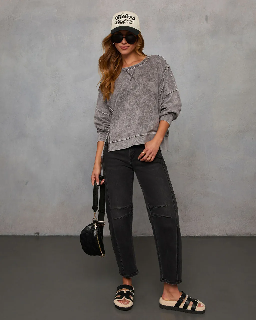 Simone Acid Wash Pullover Sweatshirt sold by Vici product image thumbnail 2