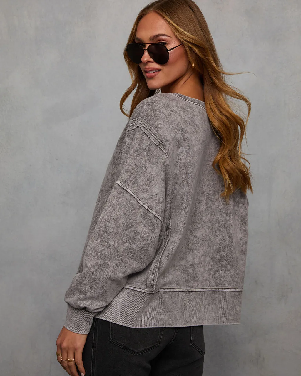 Simone Acid Wash Pullover Sweatshirt sold by Vici product image thumbnail 4