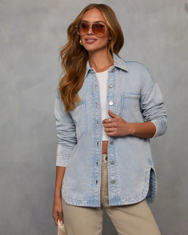Alvina Collared Chambray Shirt sold by Vici