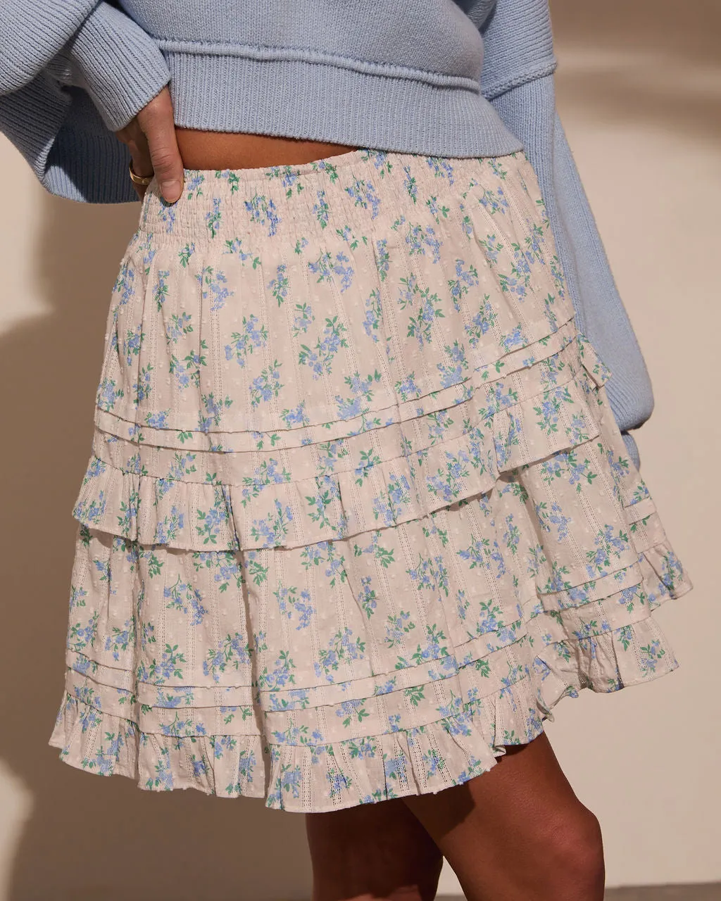 Elderflower Ruffle Floral Mini Skirt sold by Vici product image thumbnail 3