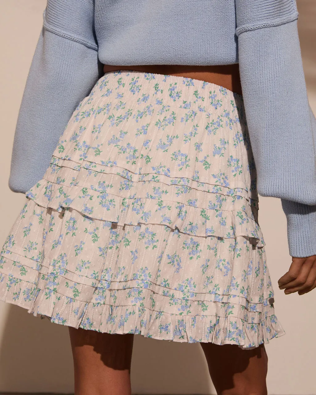 Elderflower Ruffle Floral Mini Skirt sold by Vici product image thumbnail 4