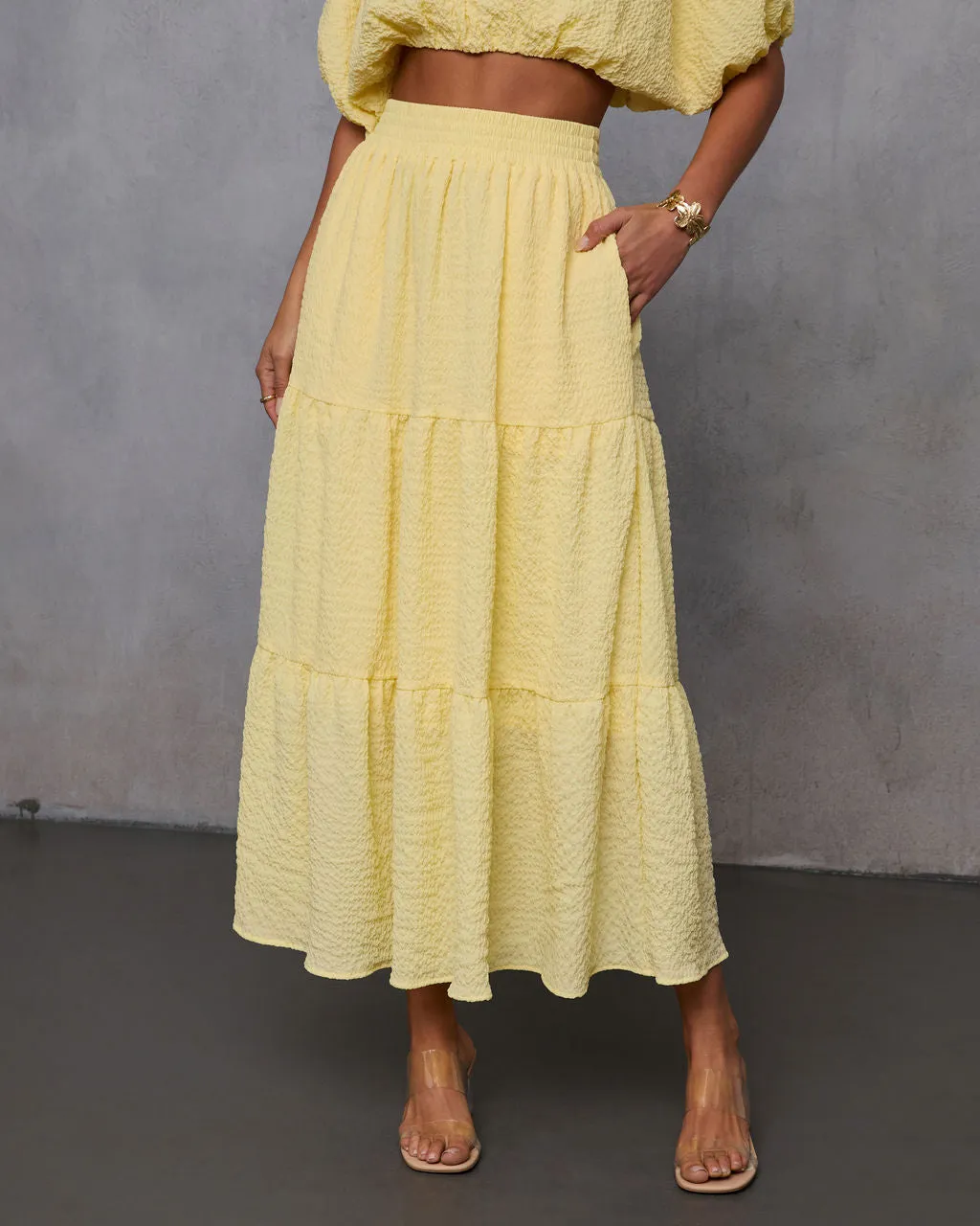 Liena Tiered Gauze Midi Skirt sold by Vici product image thumbnail 2