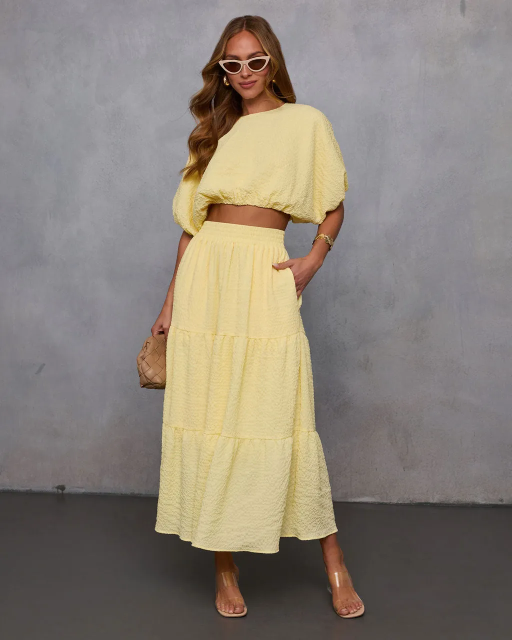 Liena Tiered Gauze Midi Skirt sold by Vici product image thumbnail 5
