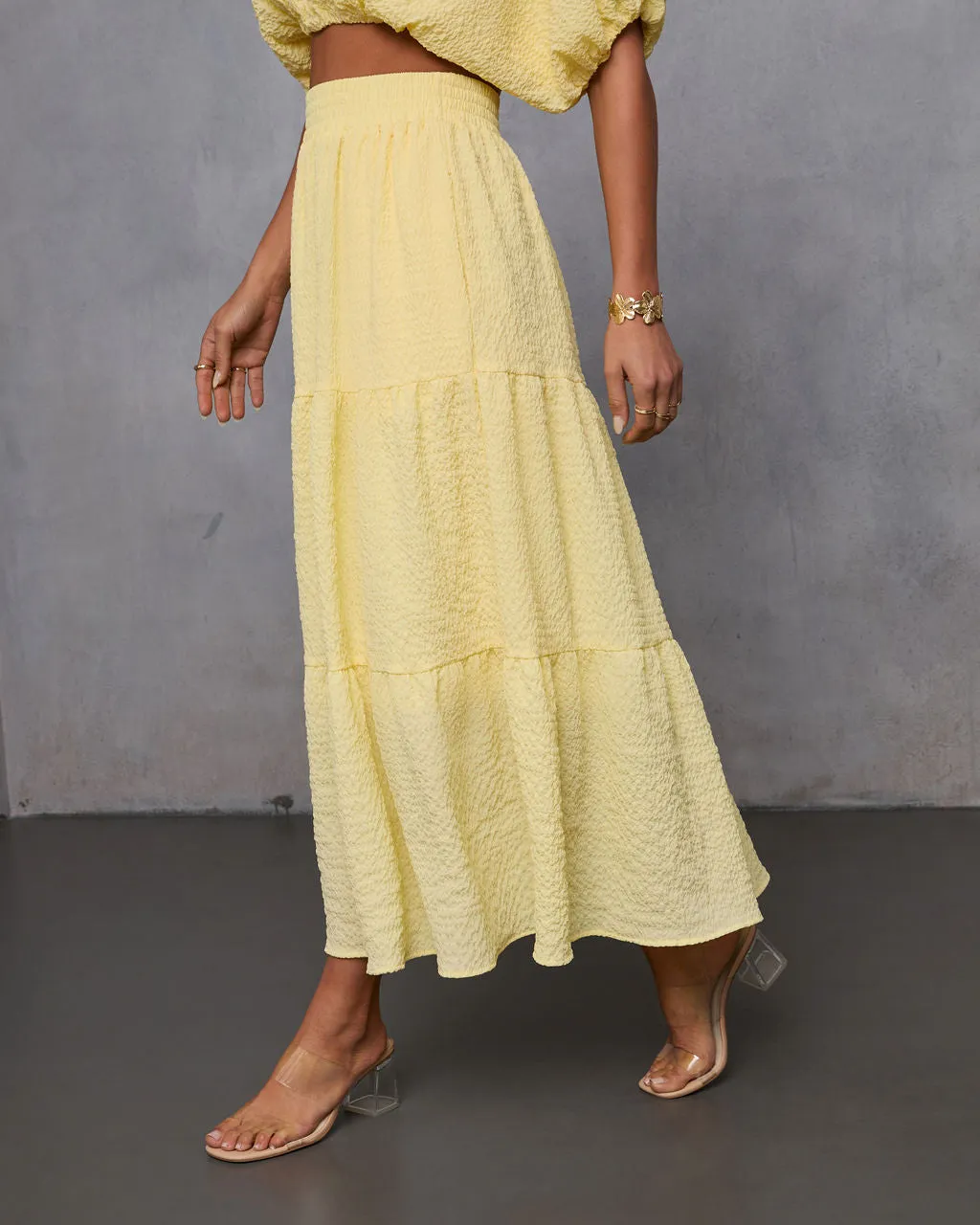 Liena Tiered Gauze Midi Skirt sold by Vici product image thumbnail 3