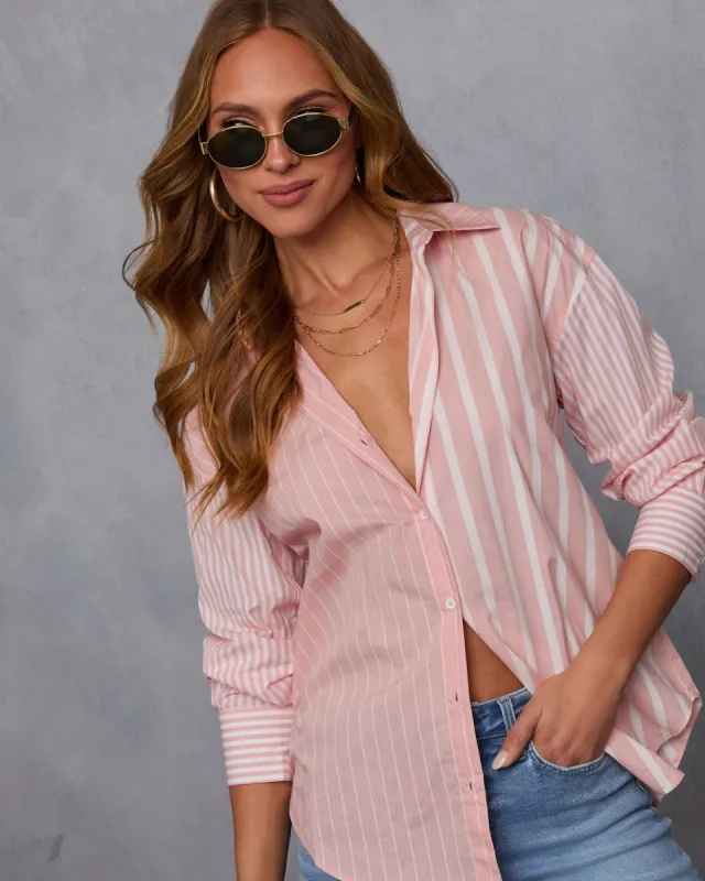 All Day Style Striped Poplin Collared Shirt sold by Vici