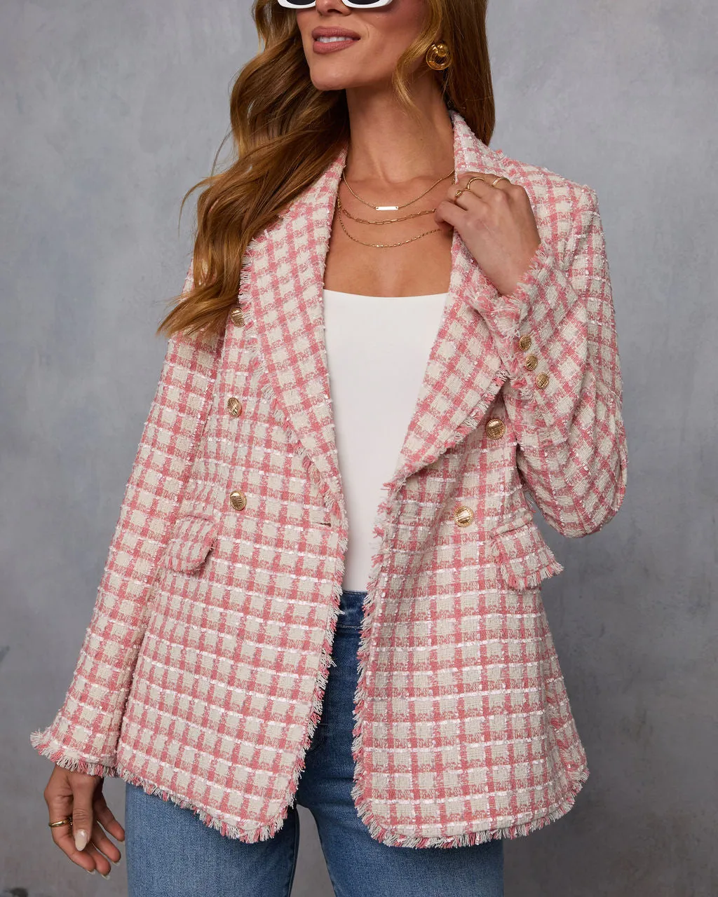 Darling Me Tweed Double Breasted Blazer sold by Vici product image thumbnail 5