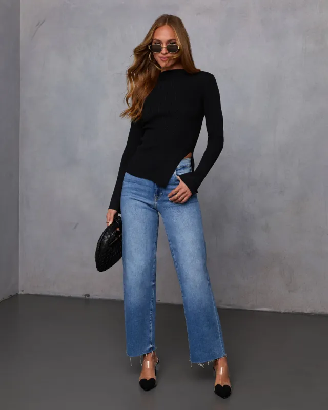 Reina Ribbed Mockneck Top sold by Vici