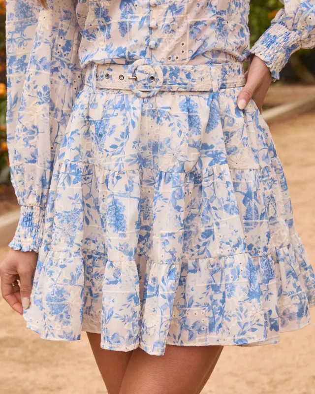 Sylvia Belted Floral Mini Skirt sold by Vici