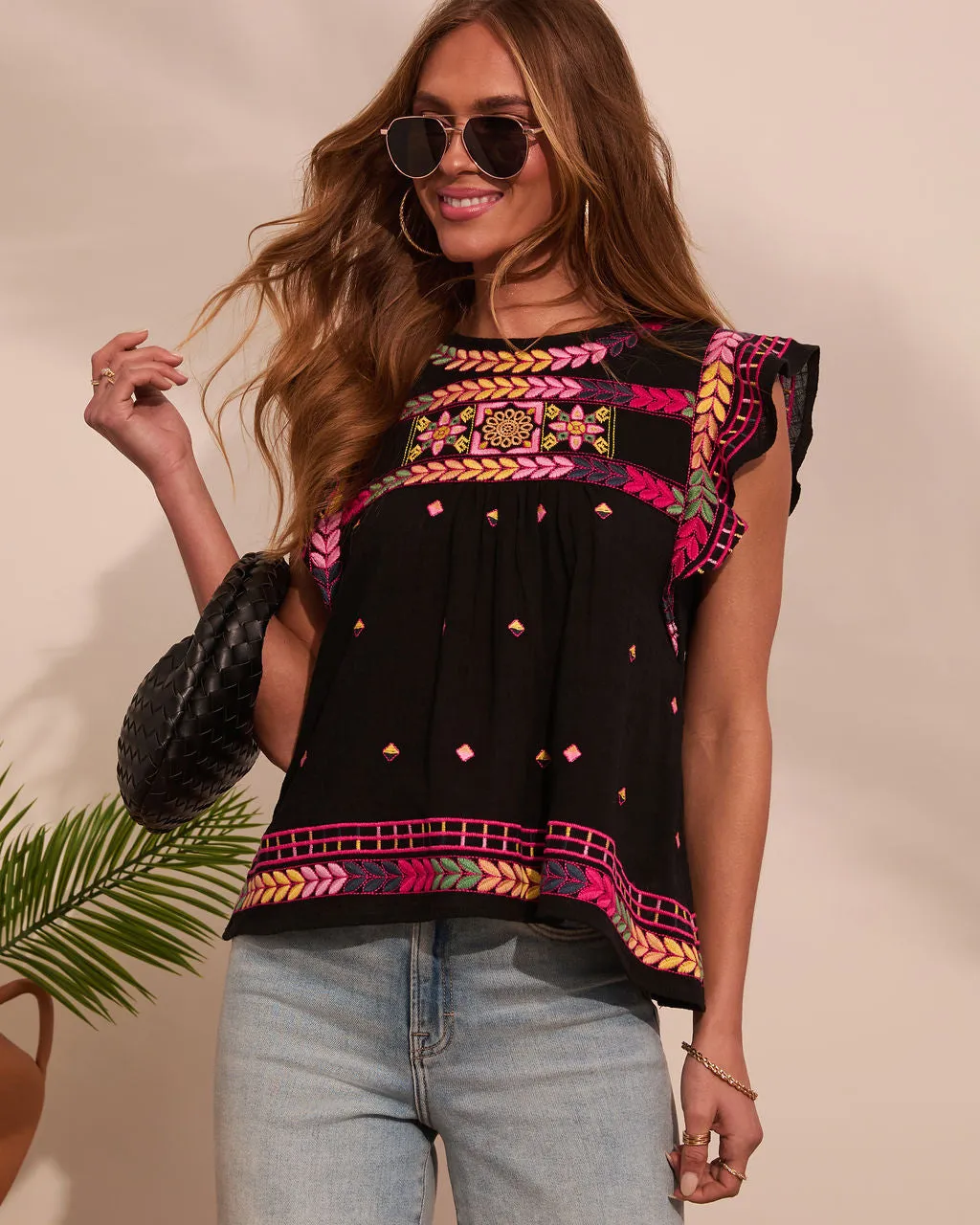 Leyana Abstract Embroidered Top sold by Vici