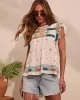 Abelia Abstract Embroidered Top sold by Vici