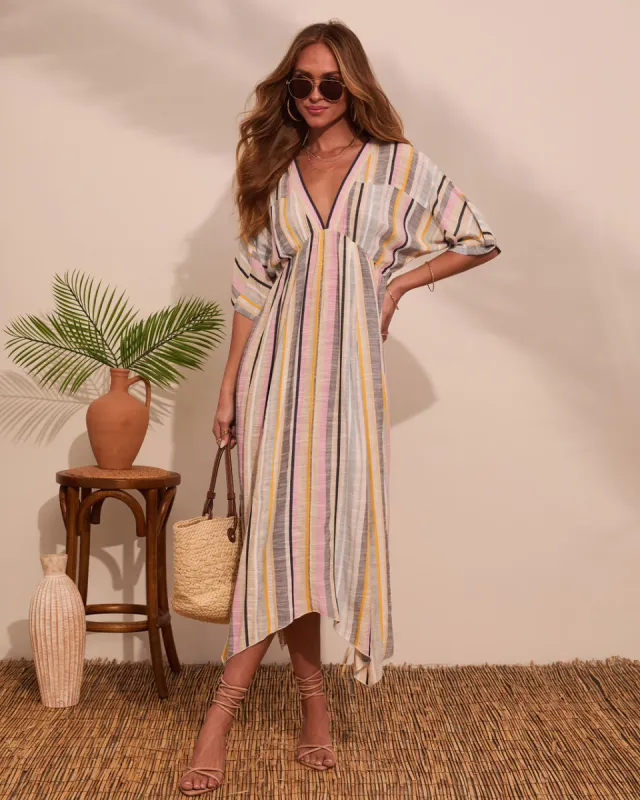 At Beachside Flowy Linen Midi Dress made by Vici