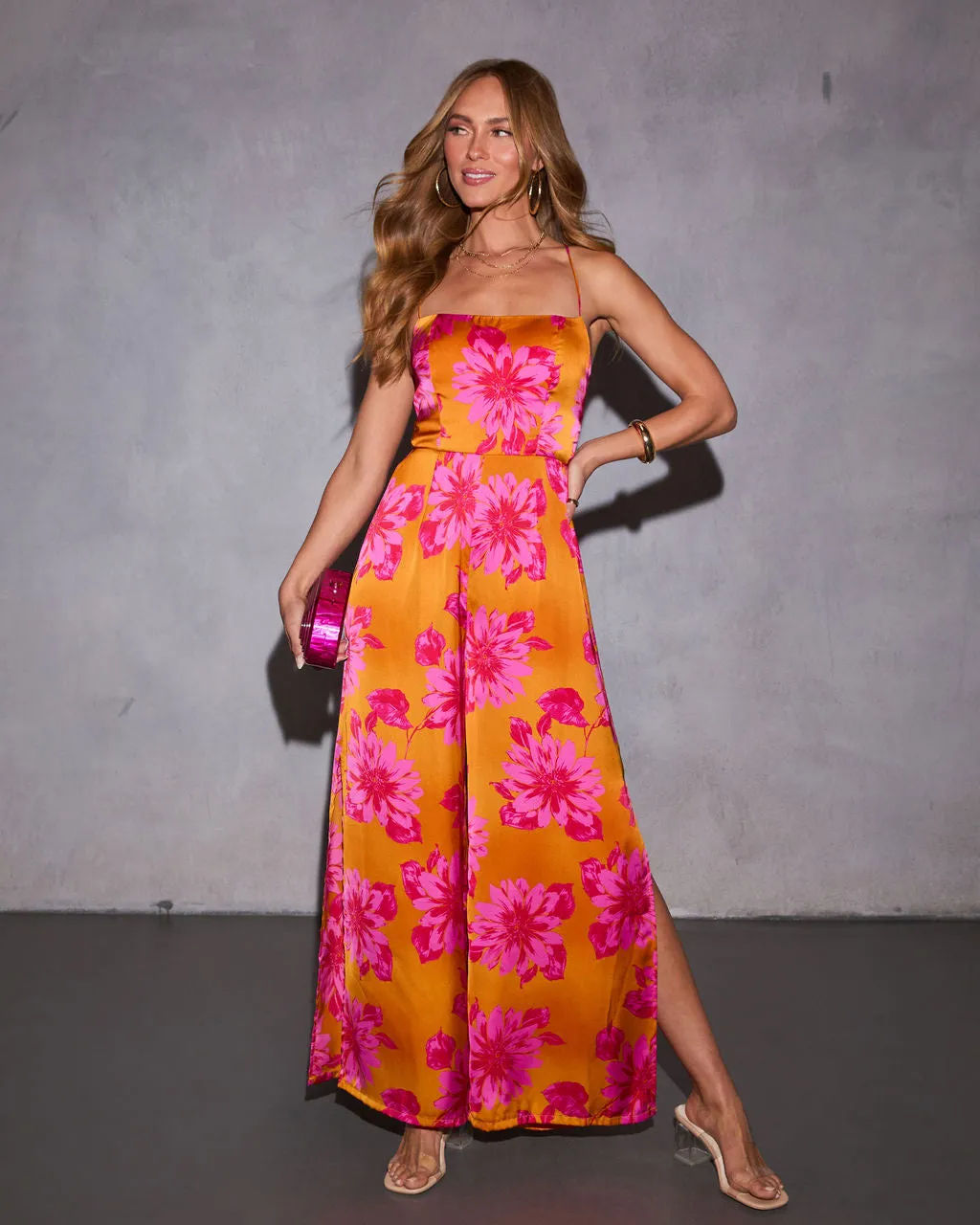 Ever Bloom Satin Floral Jumpsuit sold by Vici product image thumbnail 5