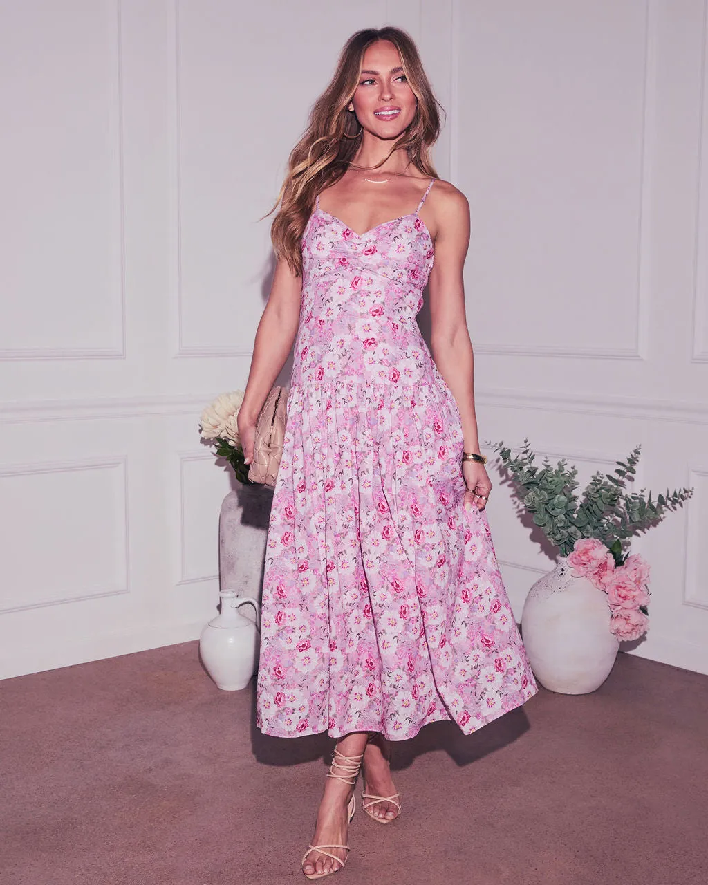 Tisha Drop Waist Floral Midi Dress sold by Vici product image thumbnail 5