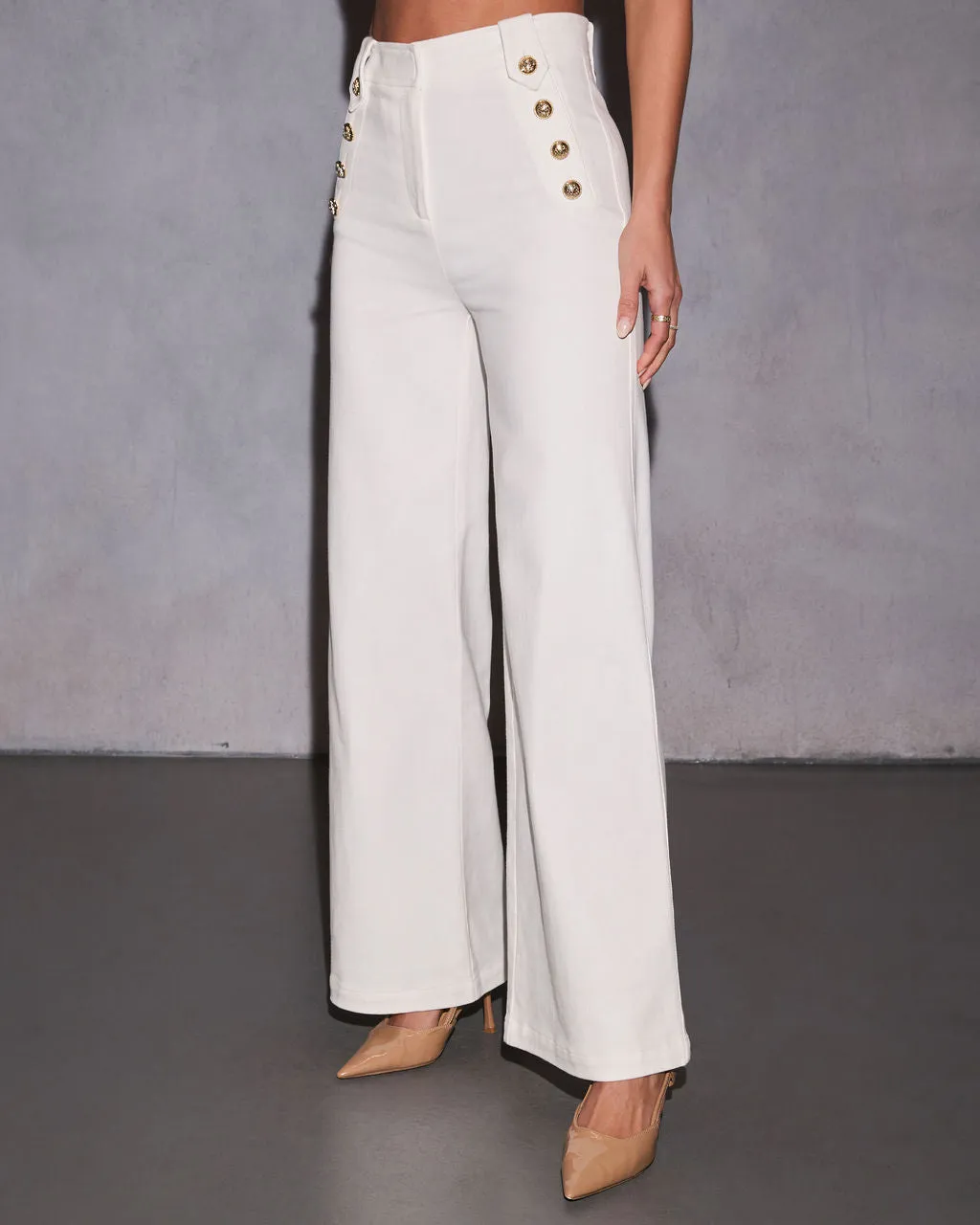 Loranne High Waisted Button Accent Flare Pants sold by Vici product image thumbnail 3