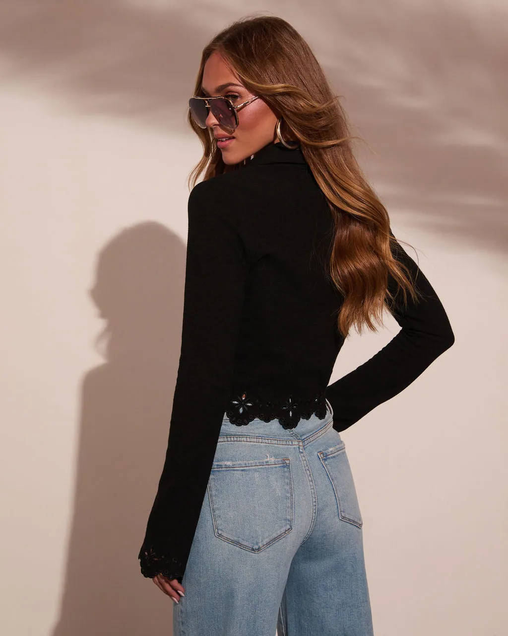 Desert Rose Eyelet Trim Collared Top sold by Vici product image thumbnail 4