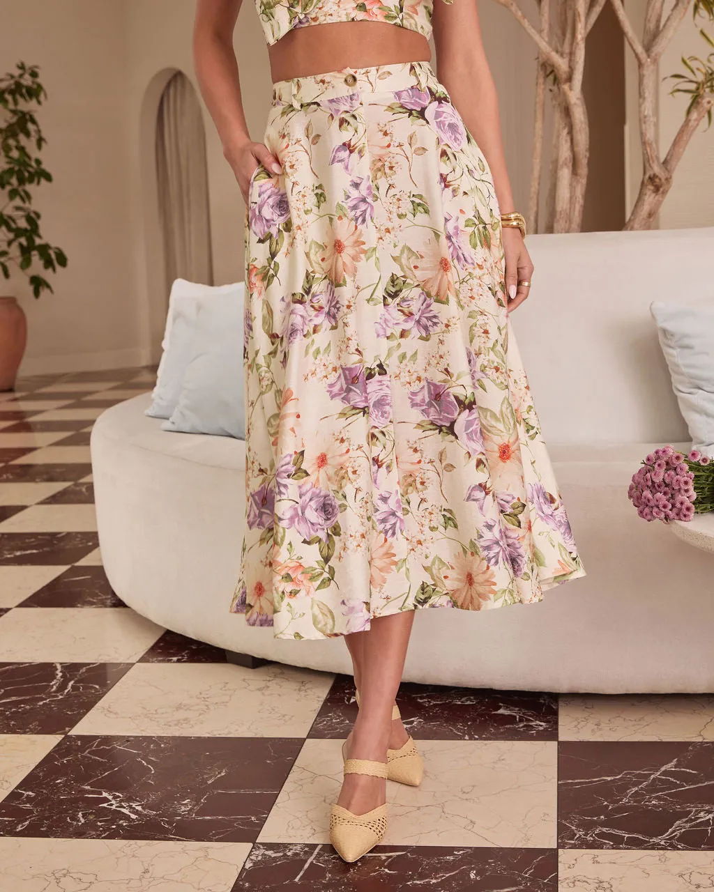 First Bloom Floral Midi Skirt sold by Vici product image thumbnail 2