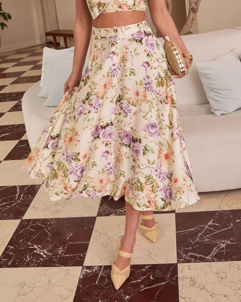 First Bloom Floral Midi Skirt sold by Vici product image thumbnail 5