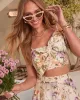 First Bloom Floral Front Tie Crop Top sold by Vici