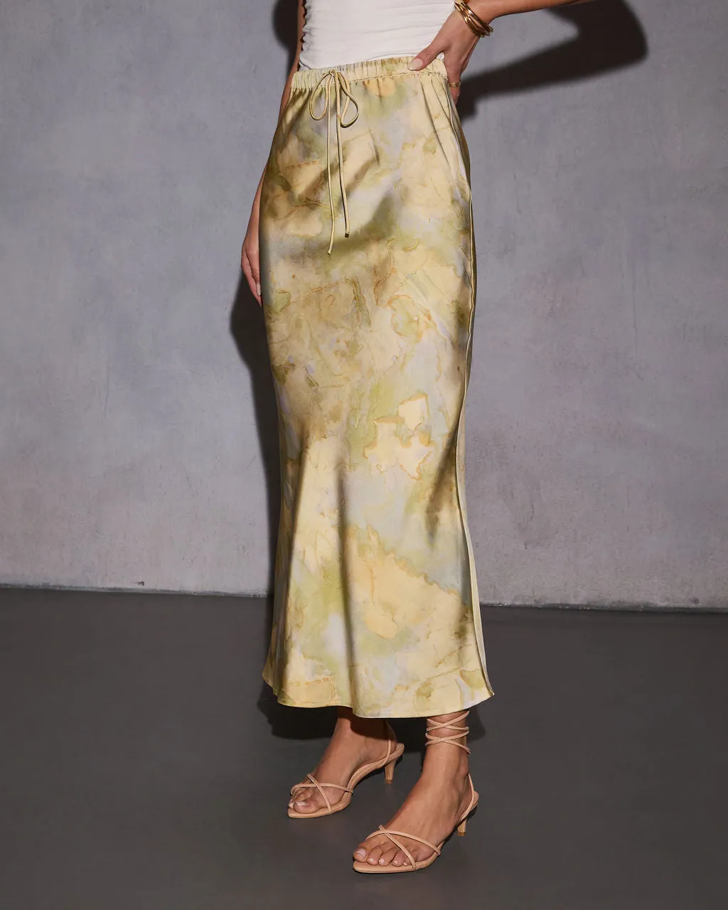 Honeydew Satin Abstract Maxi Skirt sold by Vici product image thumbnail 3