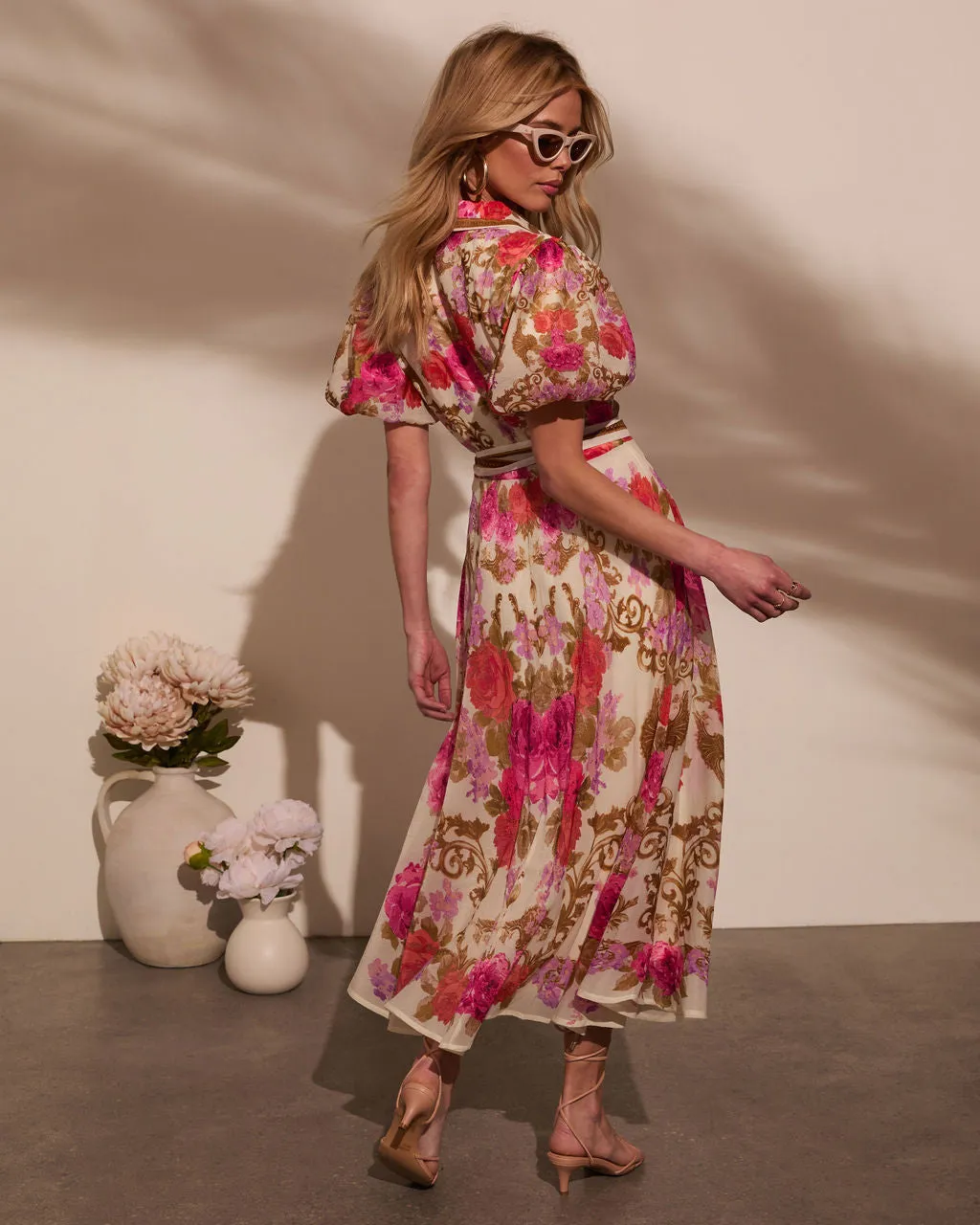 Meadowlane Floral Waist Tie Midi Dress sold by Vici product image thumbnail 4