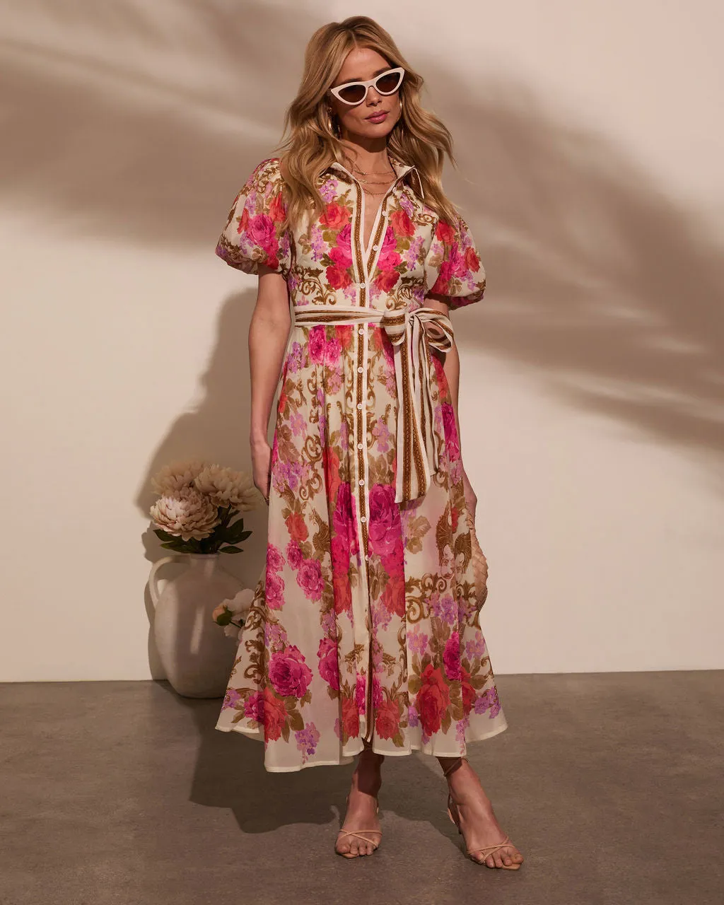 Meadowlane Floral Waist Tie Midi Dress sold by Vici product image thumbnail 5