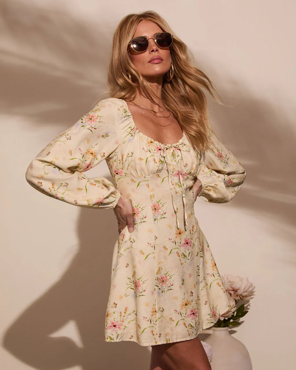 Flora Lane Linen Floral Mini Dress sold by Vici product image thumbnail 2