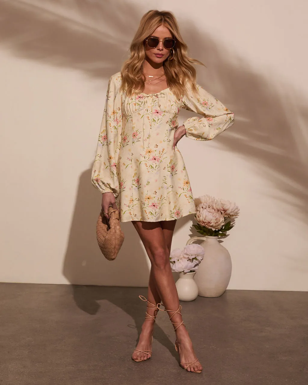 Flora Lane Linen Floral Mini Dress sold by Vici product image thumbnail 5