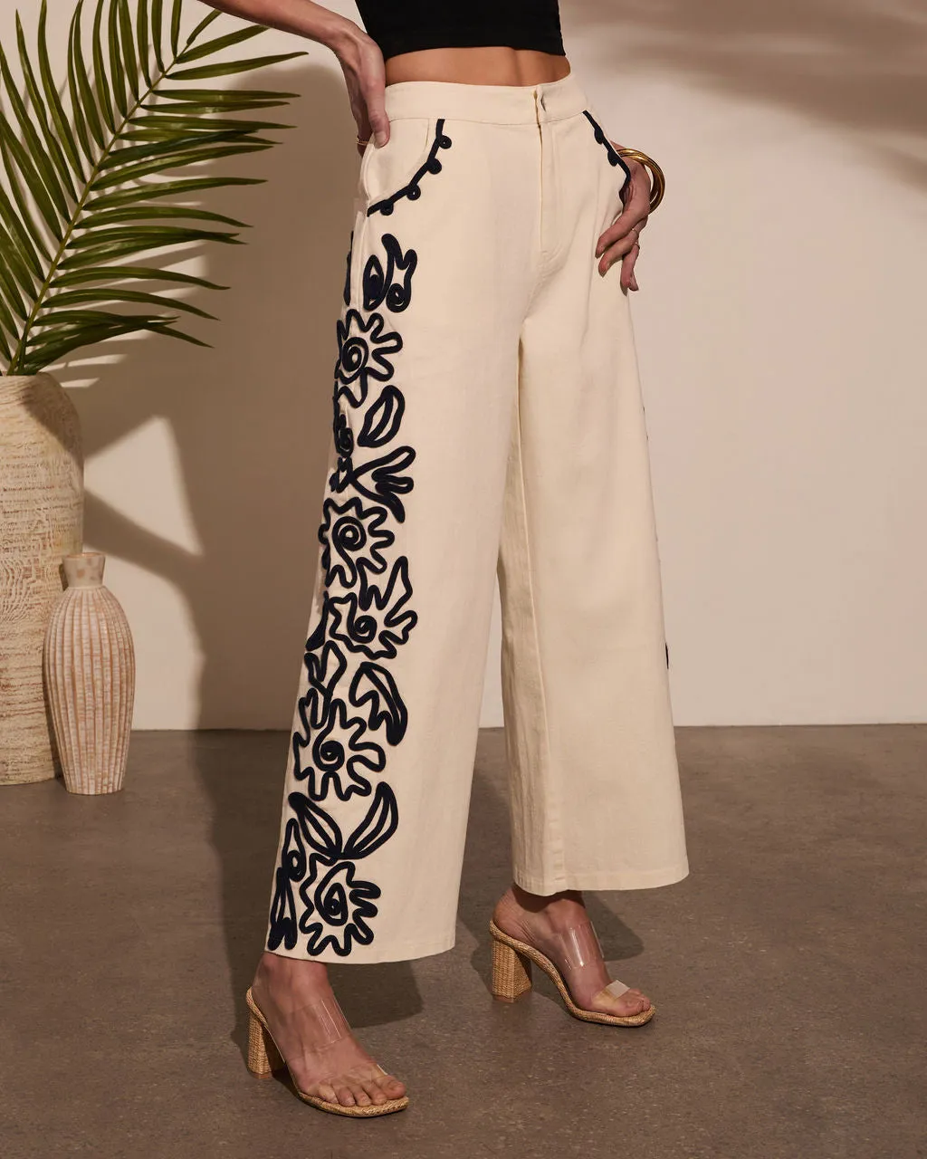 Emmerson Embroidery Wide Leg Denim sold by Vici product image thumbnail 3