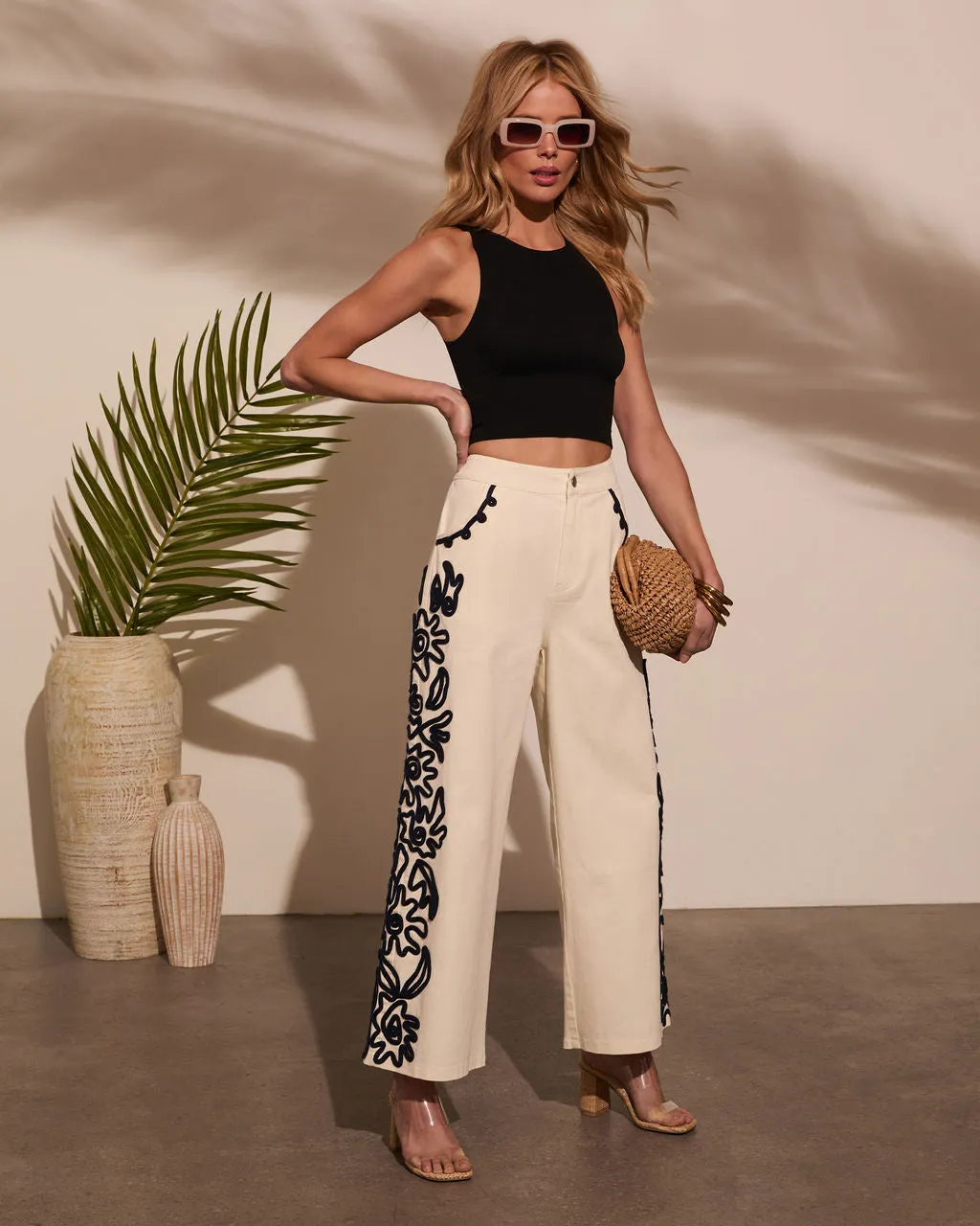 Emmerson Embroidery Wide Leg Denim sold by Vici product image thumbnail 5