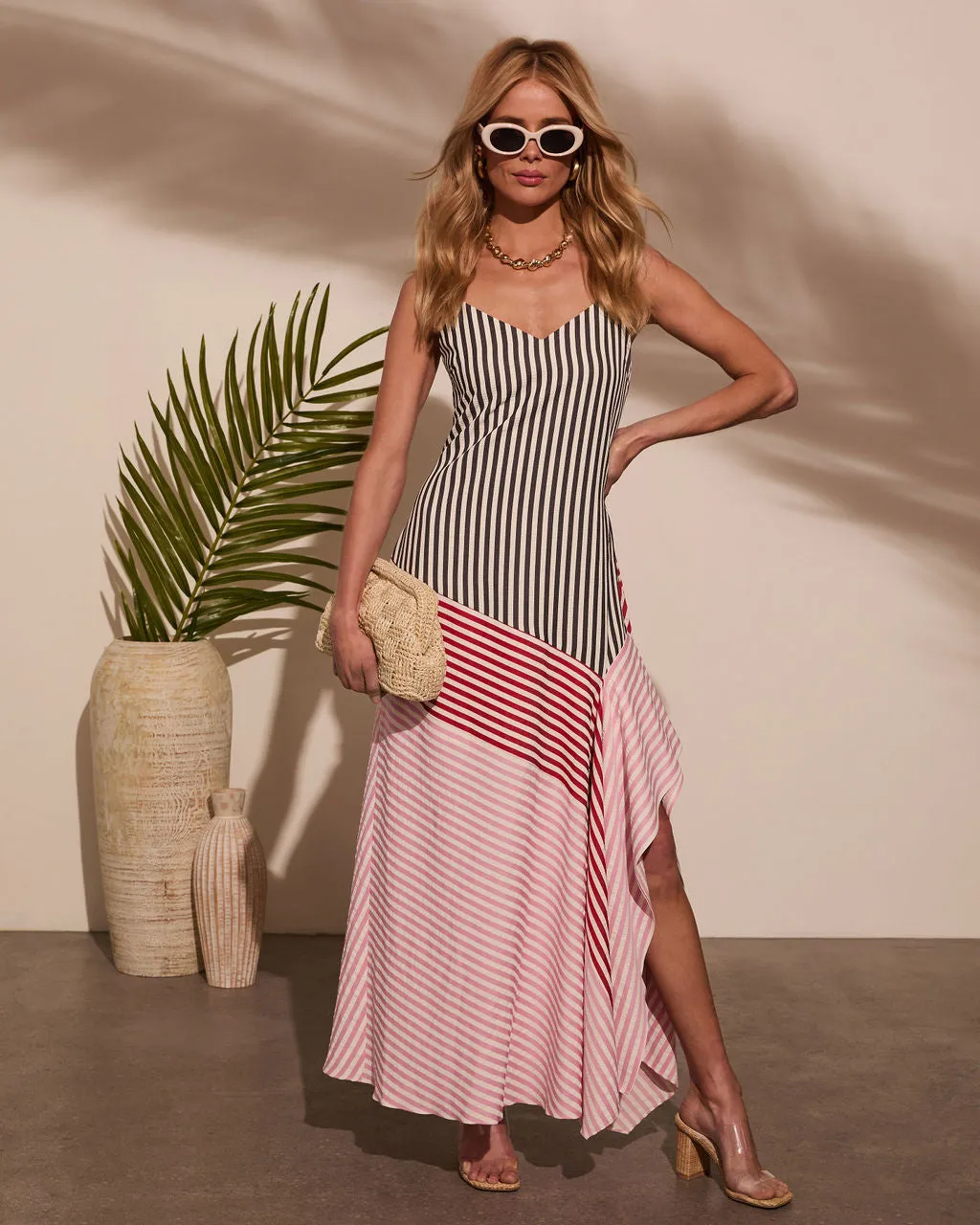 Wanderlust Contrast Stripe Panel Slip Dress sold by Vici product image thumbnail 5