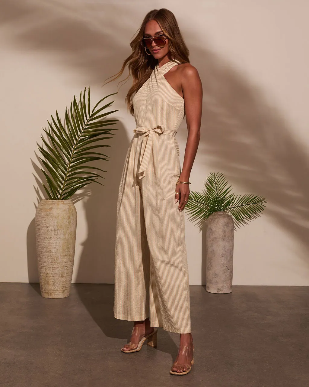 Marielle Halter Tie Waist Jumpsuit sold by Vici product image thumbnail 3