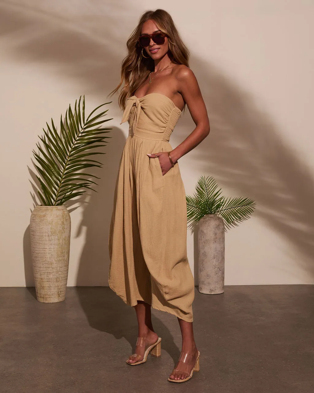 Free Spirited Strapless Tie Front Jumpsuit sold by Vici product image thumbnail 3