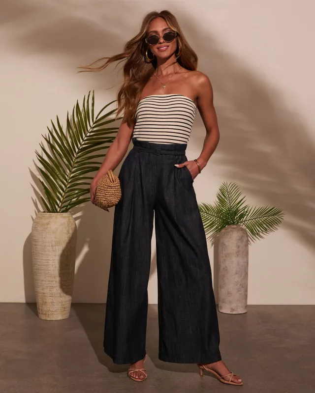 Jovanni Strapless Belted Jumpsuit sold by Vici